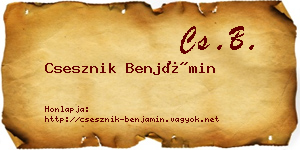 Csesznik Benjámin névjegykártya